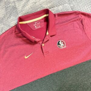 Nike Florida State Seminoles FSU Dri-FIT Polo Shirt Mens 3XL Garnet Grey Striped